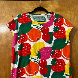 Boden Multicolor Fruit-Print Tee with Pink, Yellow & Green